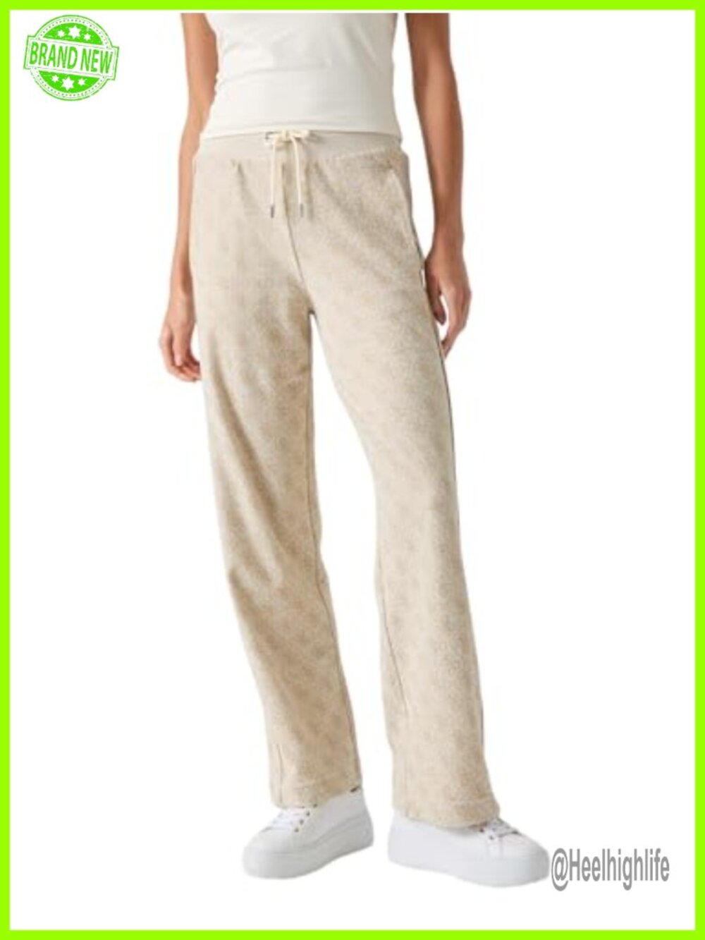 Wide Leg Jacquard Knit Sweatpants Recycled Polyester Drawstring